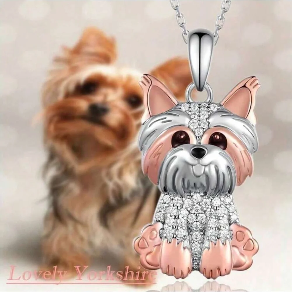 Yorkshire Terrier Fashion Pendant Rhinestone Necklace